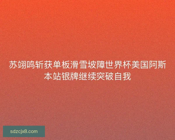 苏翊鸣斩获单板滑雪坡障世界杯美国阿斯本站银牌继续突破自我